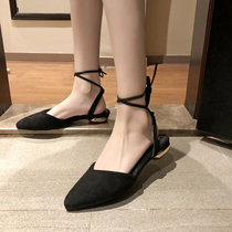 2020 New Spring Korean Joker Pointed Sandals Female Summer Fairy Wind Strap with Mid-heel Roman Shoes Womens Single Shoes