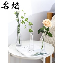 Vase ornaments living room flower arrangement small Nordic glass transparent ins Wind mini fine mouth hydroponics light luxury creative simplicity