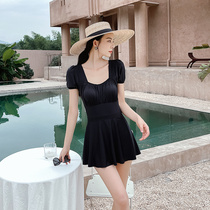 2021 new one-piece swimsuit womens skirt-style conservative belly-proof slim-breasted-to-back sexy bubble spa swimsuit