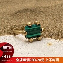  HeyJewel Langmu Sahara Story series six-pronged malachite opening 925 silver ring spot