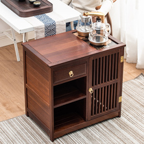 Walnut pineapple grid tea cabinet New Chinese household automatic tea table kettle integrated tea table side cabinet side cabinet