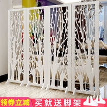 European-style screen partition living room modern simple porch hollow partition carved folding screen white decoration folding mobile