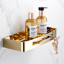 Square shelf gold light luxury stainless steel toilet wash table mirror front frame non-perforated wall storage rack