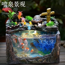 Rockery running water Living room Creative small goldfish tank Home aquarium Office desktop mini ecological decoration landscaping