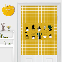 ins hipster cactus Plaid partition curtain detachable bedroom kitchen bathroom curtain cotton linen custom