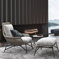 Nordic outdoor rattan balcony table and chair small coffee table combination courtyard terrace model room leisure lazy rattan chair sofa