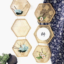 Kindergarten environment layout creation wall decoration material hexagonal hollow bamboo slices simulation plant three-piece hanging decoration