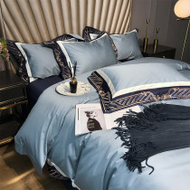 European and American style high-end all-cotton pure cotton four pieces of goon satin embroidery double parquet 100 long suede cotton 4 pieces with bedding