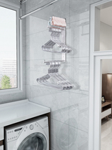  Stainless steel hanger storage artifact punch-free balcony finishing shelf space-saving hanging clip hook