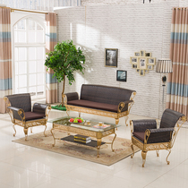 Outdoor combination wrought iron sofa Living room imitation rattan sofa rattan chair Three-person sofa rattan furniture Sun room terrace