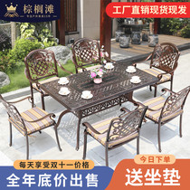 Cast Aluminum Outdoor Table And Chairs Combo Outdoor Villa Garden Outside Pendulum Chair Patio Open Air Casual Table And Chairs Suit Nordic