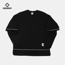 Quasi 2021 New Sports outdoor basketball running casual color fake two round neck loose pullover sweater