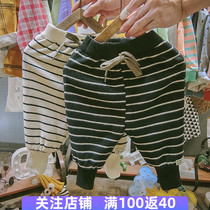 Boys and girls plus velvet pants autumn and winter clothes children thick Haren pants baby Foreign trousers children loose casual pants