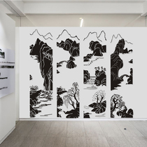 Water Moon Mirror flower landscape landscape painting background wall decoration wall stickers mural stickers office living room wall painting