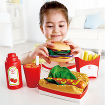 Hape food kit simulates hamburger food fries fruit and vegetables kindergarten food fast food puzzle toy