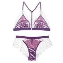 Girl's House Front Button Bra Thin Ringless Underwear Panties Set Sexy Lace Bra 50