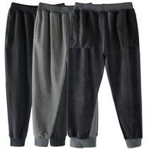 Ancient large size custom plus velvet pants female fat mm300 catties high waist thickened warm casual pants slim couple pants