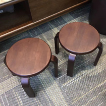 Small stool Household solid wood coffee table stool Living room tea table round stool low stool wooden stool Childrens wood small bench thickened