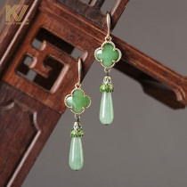 Jade Earrings 2022 New Wave Advanced Feeling Light And Luxurious Temperament Superior Atmospheric Pure Silver Ear Pendant Qipao Ear Accessories