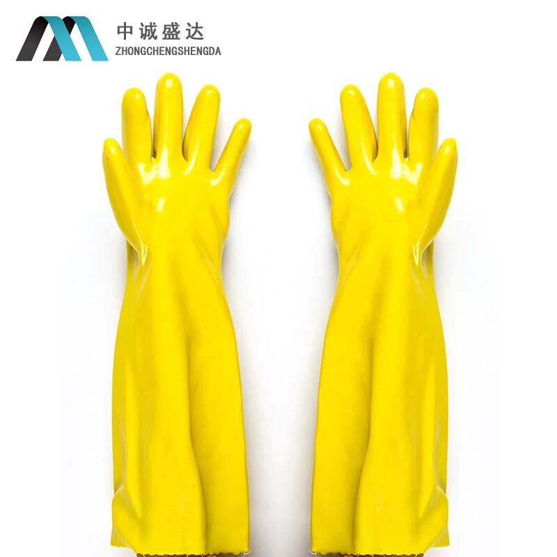 Millixilong wear-resistant cotton wool impregnated gloves extended 45CM industrial oil-resistant acid and alkali gloves labor protection waterproof