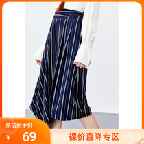 LILY Spring new womens dress irregular A-word large swing color striped half body dress 120120C6604