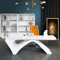 Baking Varnish Desk Creative Boss Table Beauty Salon Table Reception Desk White Profiled Brief Modern Female Boss Table