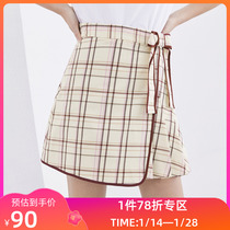 LILY spring new womens clothing JK college style asymmetrical design A-line strappy skirt skirt