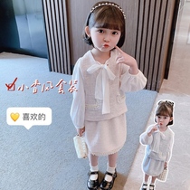 Small and medium-sized girls  suit skirt 2021 new autumn childrens Korean version of the fashionable two-piece female baby western style suit skirt