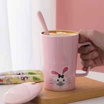 Creative Trends Home Ceramic Cups Cute Mark Cups With Lid Spoon Lovers Water Glasses Milk Breakfast Cup Coffee Cup