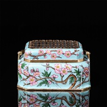  Old Tibetan plum blossom pattern enamel color copper hand stove H-3841
