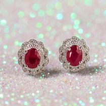 5 gentle wind and delicate small flower ring natural ruby 18K ear nail (elopement Bali)