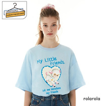 (Spot) Rola Rola Li Xiuxian stars the same teen girl cute sheep printed blue short sleeve T-shirt