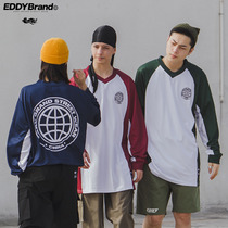 EDDY original crewneck loose breathable long sleeve t-shirt jersey polo shirt mens and women European version casual top base shirt