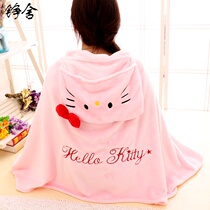 Cartoon cat lazy shawl Childrens cloak Office primary school nap blanket Dormitory girl lunch break small blanket