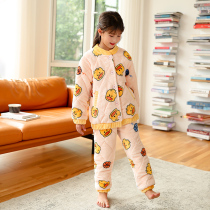 Girls Coral Velvet Pajamas Autumn and Winter Children Flannel Home Clothes Set Female Little Girl Thick Winter