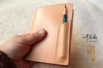 Genuine leather passport leather jacket double ben left ticket position with pen inserts 2 screens pure handmade head layer plant tannic cow leather custom-made