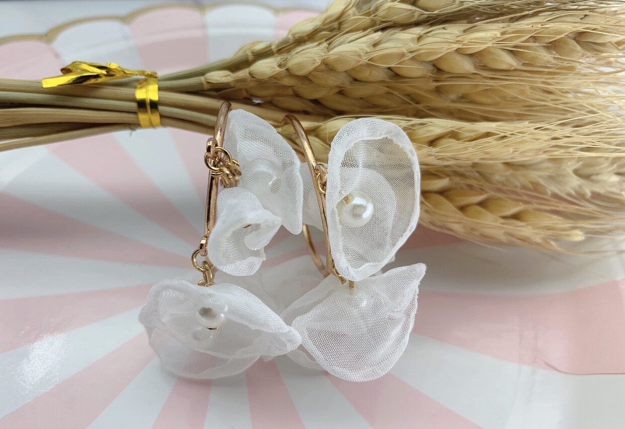 2021茹喻耳饰彩色珍珠布花日韩时尚流行耳环详情1