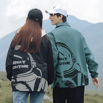 American Tide Brand Lapel Coach Jackets Mens Autumn Loose Casual Clothes Joker Print Handsome