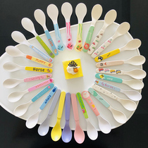 Baby spoon Learn to eat training feeding bamboo fiber tableware Home kindergarten baby cartoon children baby spoon