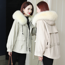 zqqz Pike women 2021 New Rex rabbit hair liner fox fur collar small man short fur coat D298