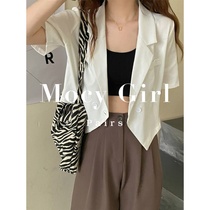 Sandro asw short sleeve suit jacket female 2022 summer small short casual 100 tower temperament thin suit