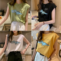Camelate vest womens summer 2020 new Korean version loose outer wear sleeveless T-shirt Slim inside base shirt top