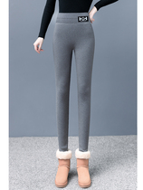 Lamb fluff pants wear winter high waist slim legs tight waist and thicken warm pencil pants