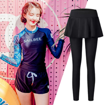 Diving Suit Woman Split Sun Speed Dry Long Sleeves Long Pants Swimsuit Surfing Snorkeling Suit Jellyfish Pants Dress New