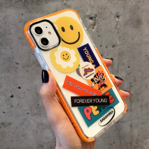 Suitable for iPhone12mini Tide brand GD smiley face label phone case x Apple 11promax personalized silicone set