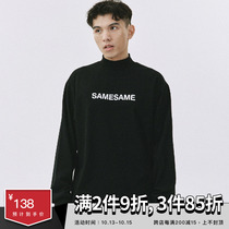 SAMESAME21AW long sleeve T-shirt men and women Tide brand base LOGO print half high collar American hip hop base shirt
