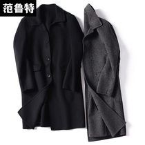 Autumn and winter double-sided woolen coat mens wool woolen woolen non-cashmere padded medium-length Niko fathers windbreaker tide