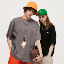 KU-House American weighty T - shirt new pure cotton blouse color original short - sleeved male and female couple dress