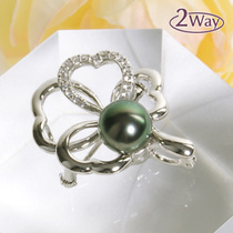 Tahitian Black Butterfly Pearl Pearl Brooch Green 9 mmUP A BAA B Sterling Silver Wedding Dress