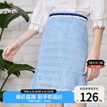 ELAND clothes love lace sweet and super fairy-style commuting wind with slim and half dresses